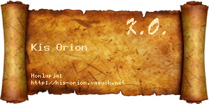Kis Orion névjegykártya